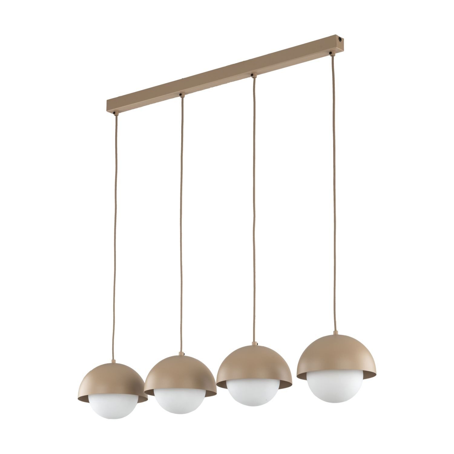 Licht-Erlebnisse Pendelleuchte DEVIN, ohne Leuchtmittel, Glas Metall H: max. 120 cm Beige Weiß G9 4-flammig länglich Modern