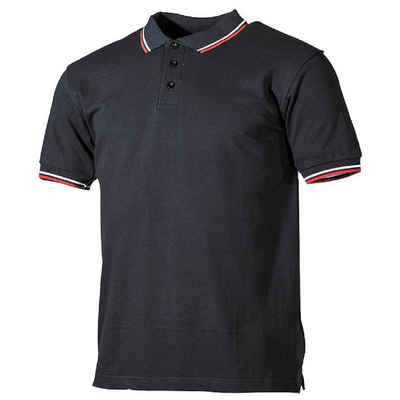 ProCompany Poloshirt Poloshirt, schwarz, rot-weiße Streifen, mit Knopfleiste - S (1-tlg) Ärmelabschluss mit Strickbündchen