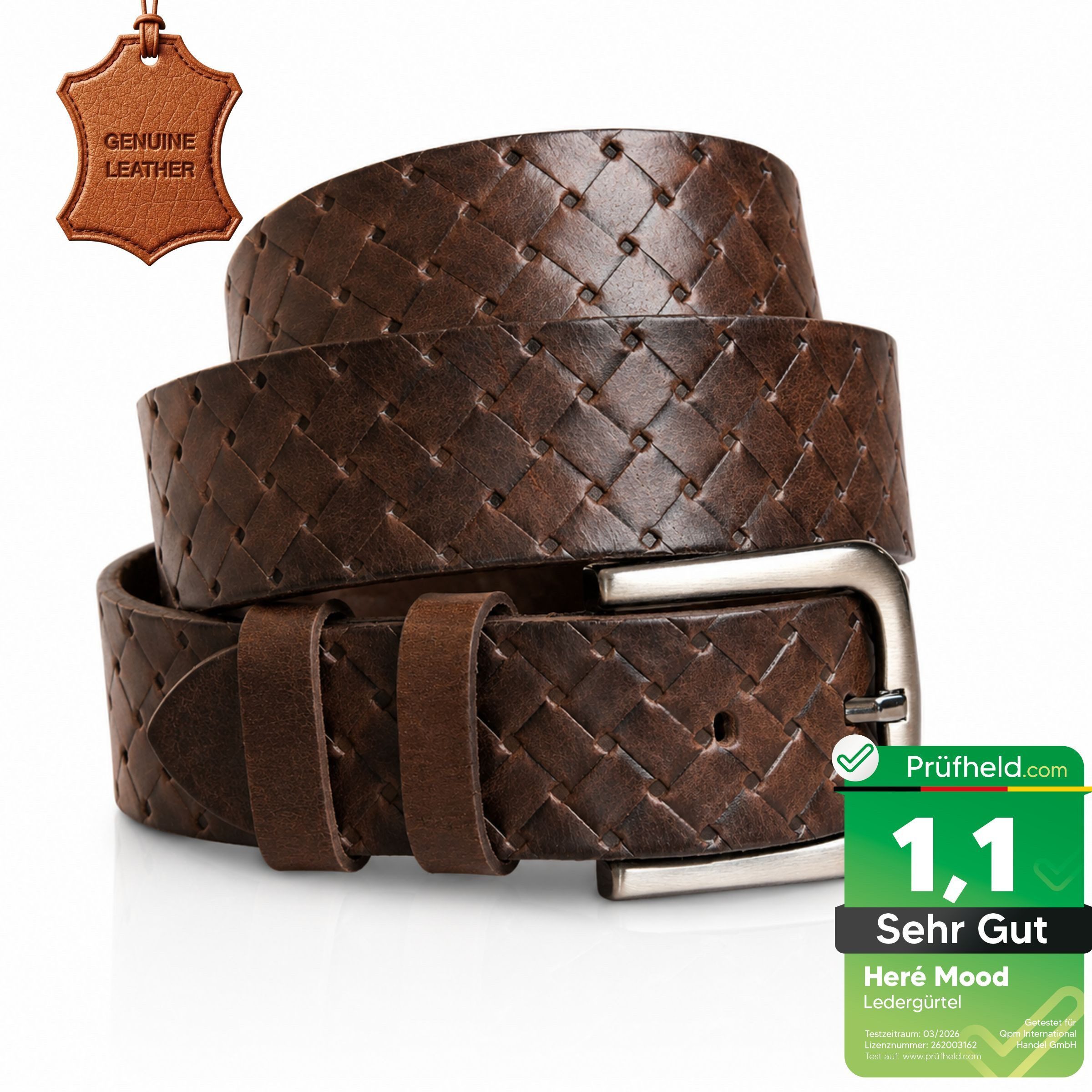 herémood Ledergürtel Gürtel Herren 4cm breit Ledergürtel Jeans Premium Geschenke für Männer (100 % Echtleder Gürtel handgefertigt, hochwertig verarbeitet, kürzbar, 1-St., Braun 110 cm – 4 cm breit – echtes, robustes Büffelleder, langlebig) Brauner Gürtel Herren – robust & edel, ideales Herrengeschenk
