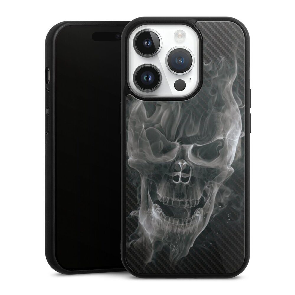 Handyhülle Totenkopf Schädel Carbon Smoke Skull Carbon