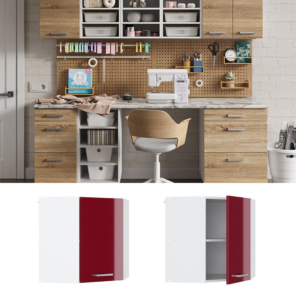 Vicco Schranksystem R-Line, Bordeaux Hochglanz/Weiß, 57 günstig online kaufen
