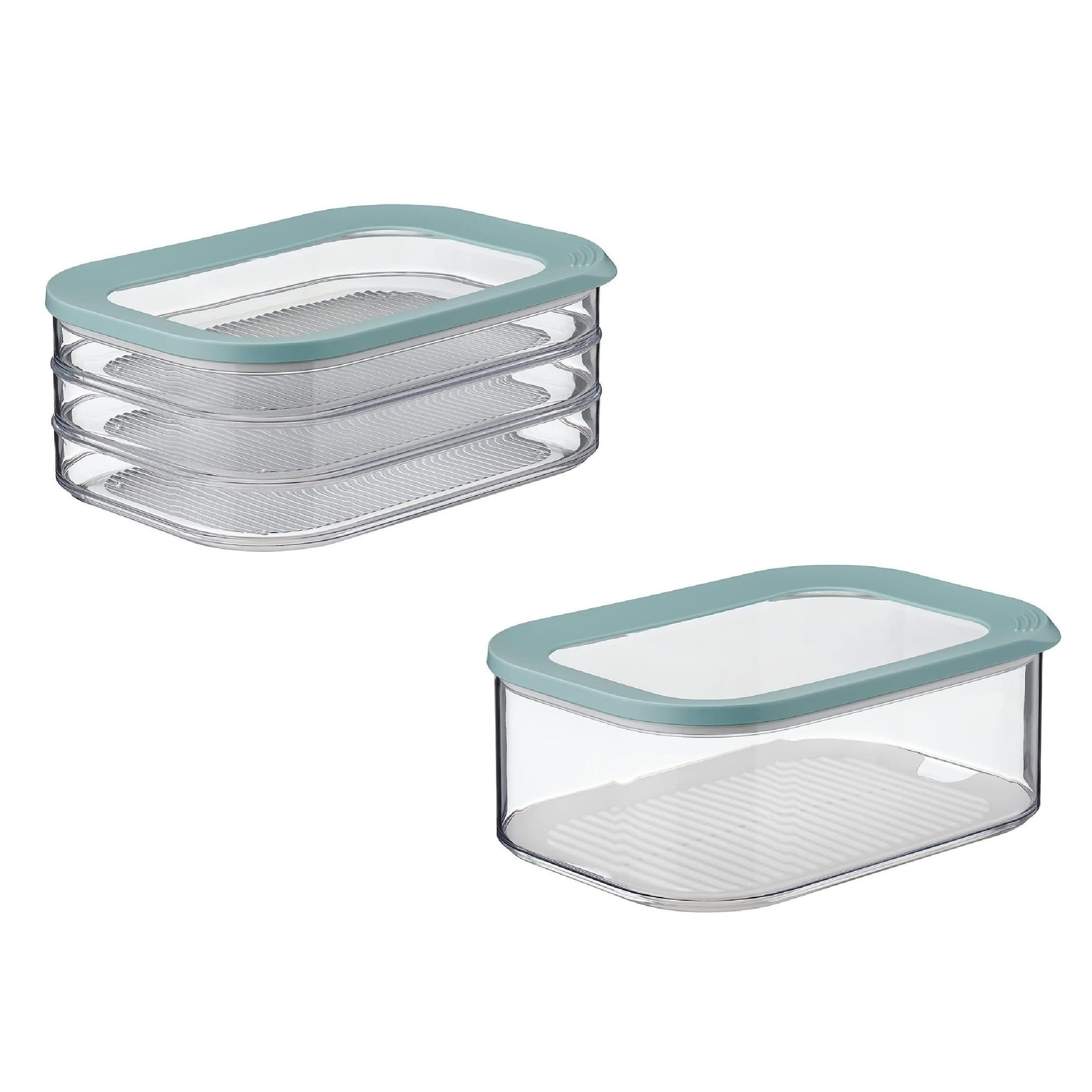 Mepal Vorratsdose Frischhaltedosen Starter-Set für Meat & Cheese, spülmaschinenfest, Styrol-Acrylnitril (SAN), Polyethylen (PE), Ideal für Lebensmittelaufbewahrung, Nordic Green