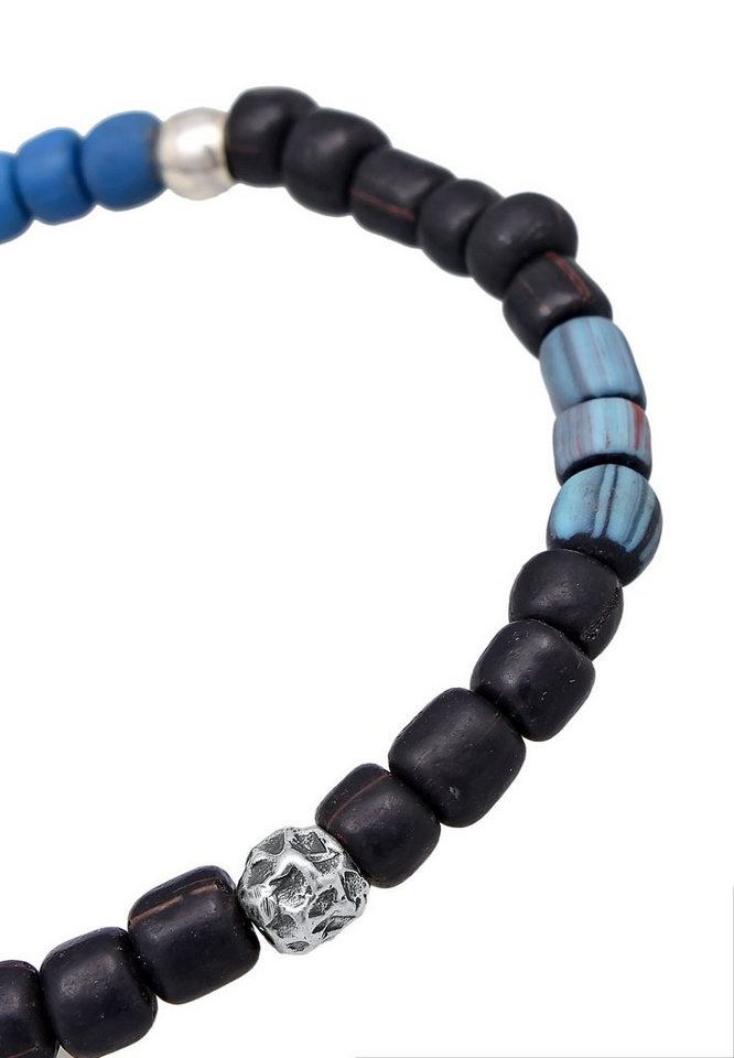 Kuzzoi Armband Glas Beads 925 Silber, Stilvolles Bead Mix Armband für den  Mann