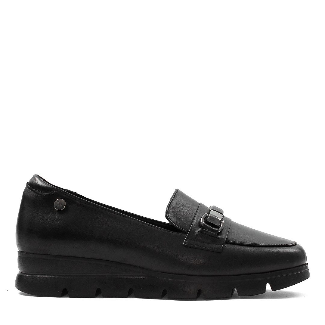 Celal Gültekin Plateau Profilsohle Trensenspange Business Damen Loafer Glattleder, Echtleder-Futter & Decksohle, Schwarz, 38