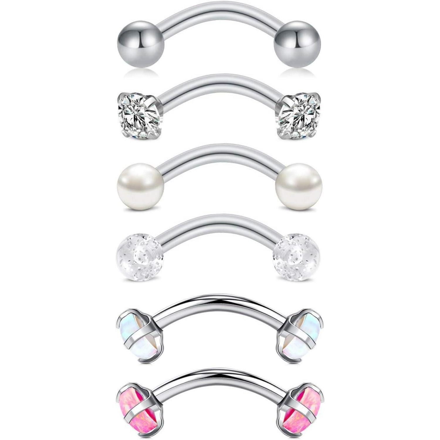 LuxusKollektion Augenbrauenpiercing Augenbrauenpiercing 16G 8mm Chirurgenstahl Rook Bauchnabel silber