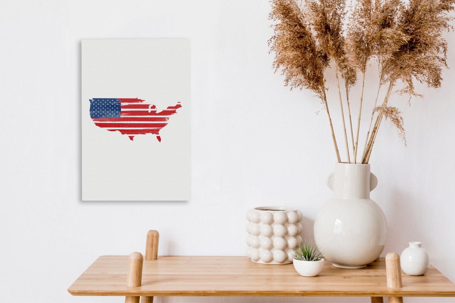 cm fertig inkl. Karte 20x30 Zackenaufhänger, Flagge U.S.A., St), mit (1 Gemälde, Leinwandbild OneMillionCanvasses® bespannt Leinwandbild