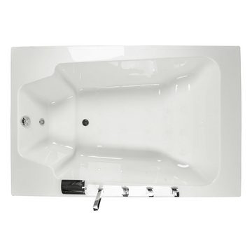 Basera® Badewanne Badewanne XXL Milos 190 x 120 cm für 2 Personen, (Komplett-Set), mit Wasserfall, LED und Kopfstützen