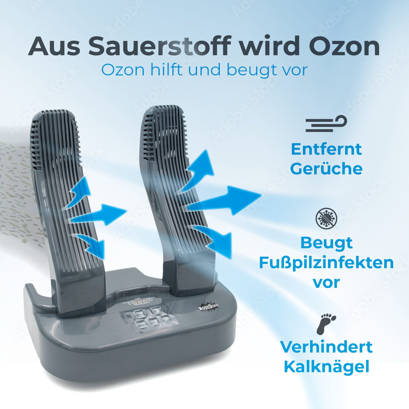 BoomDing Schuhtrockner BoomDing Frische Schuhe in 30 Minuten Antibakteriell mit OZON, Zur Desinfektion, hilft Gerüche, Pilze und Bakterien zu bekämpfen