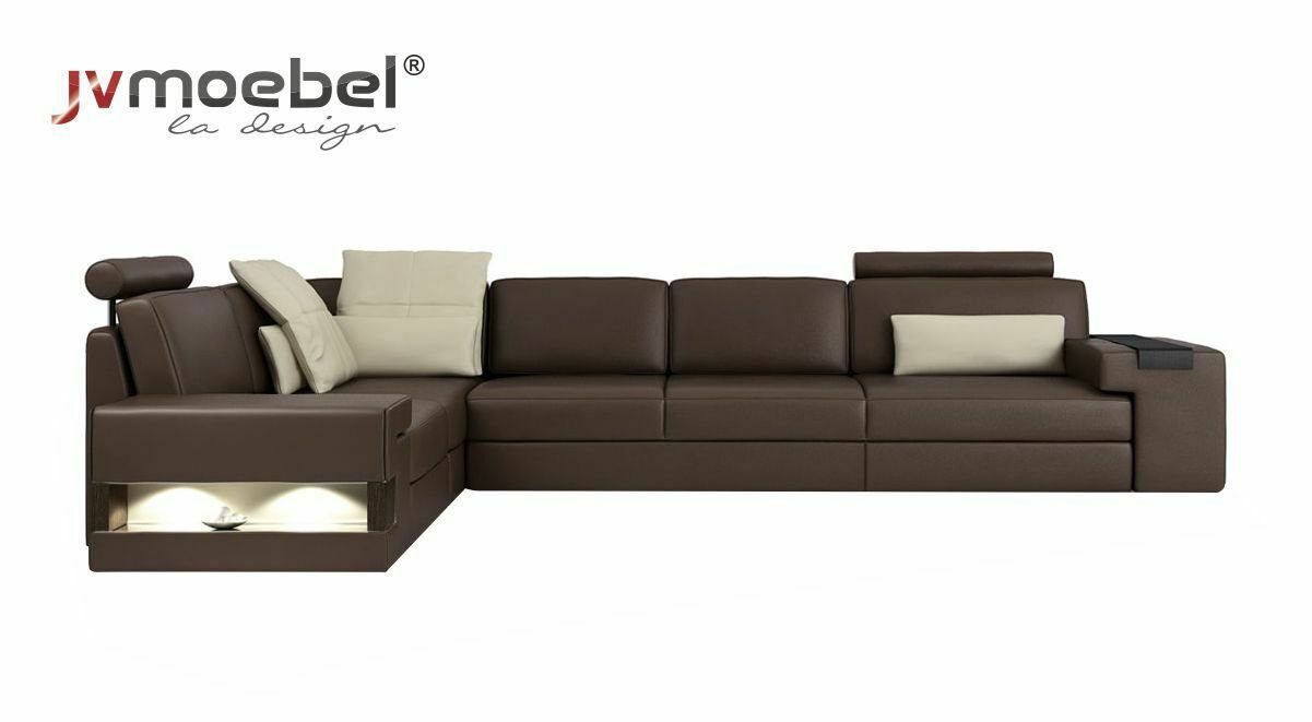 JVmoebel Ecksofa, Wohnzimmer Braun Möbel Textil Sofas Ecksofa L Form Couch Polstermöbel Braun/Beige