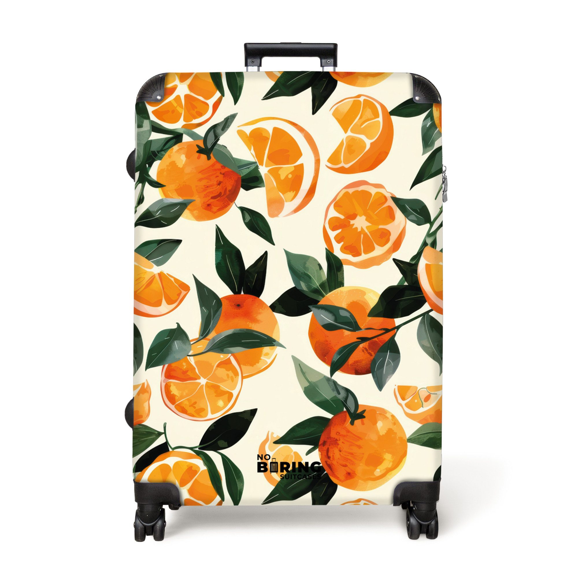 NoBoringSuitcases.com© Hartschalen-Trolley Beige mit Orangen und günstig online kaufen