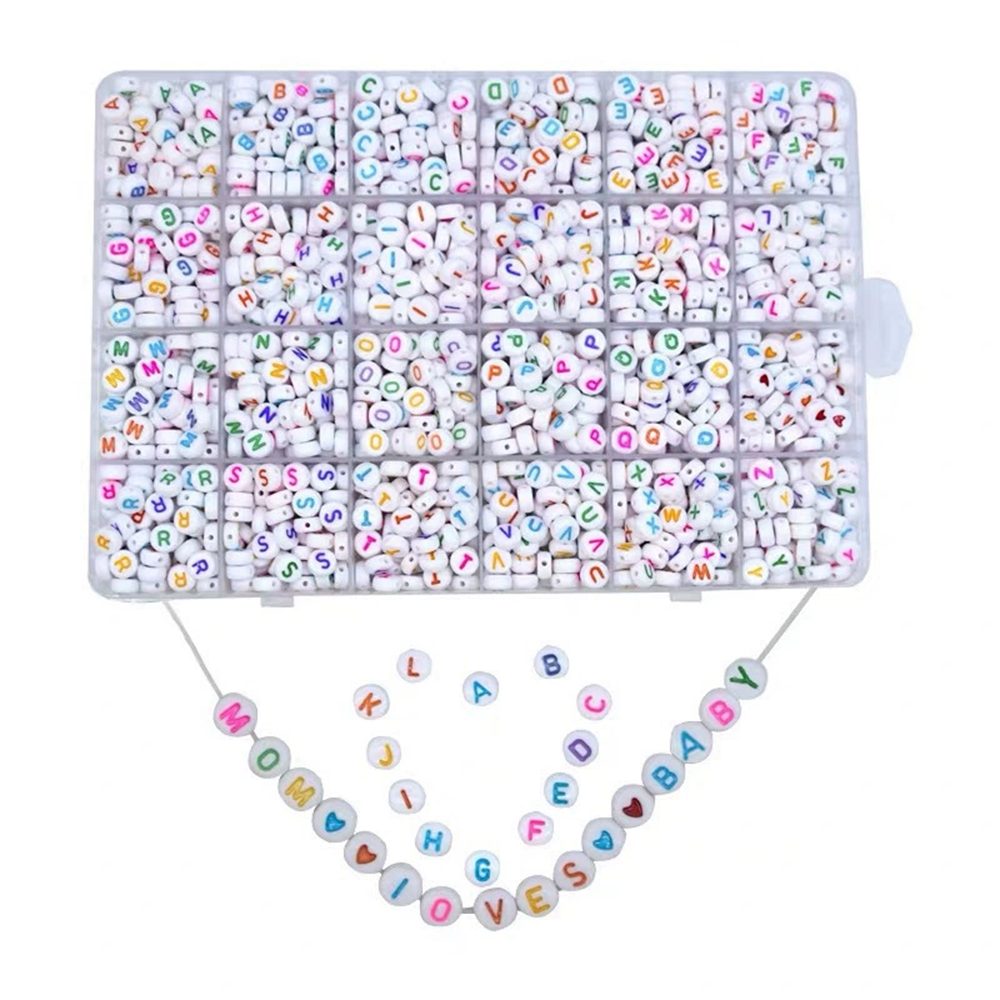 CLTYQ Ремесленные бусы 1200er Pack Buchstabenperlen für Armbänder,runde Buchstabenperlen, Alphabetperlen-Set, Buchstabenperlen Bastelset für Armbänder