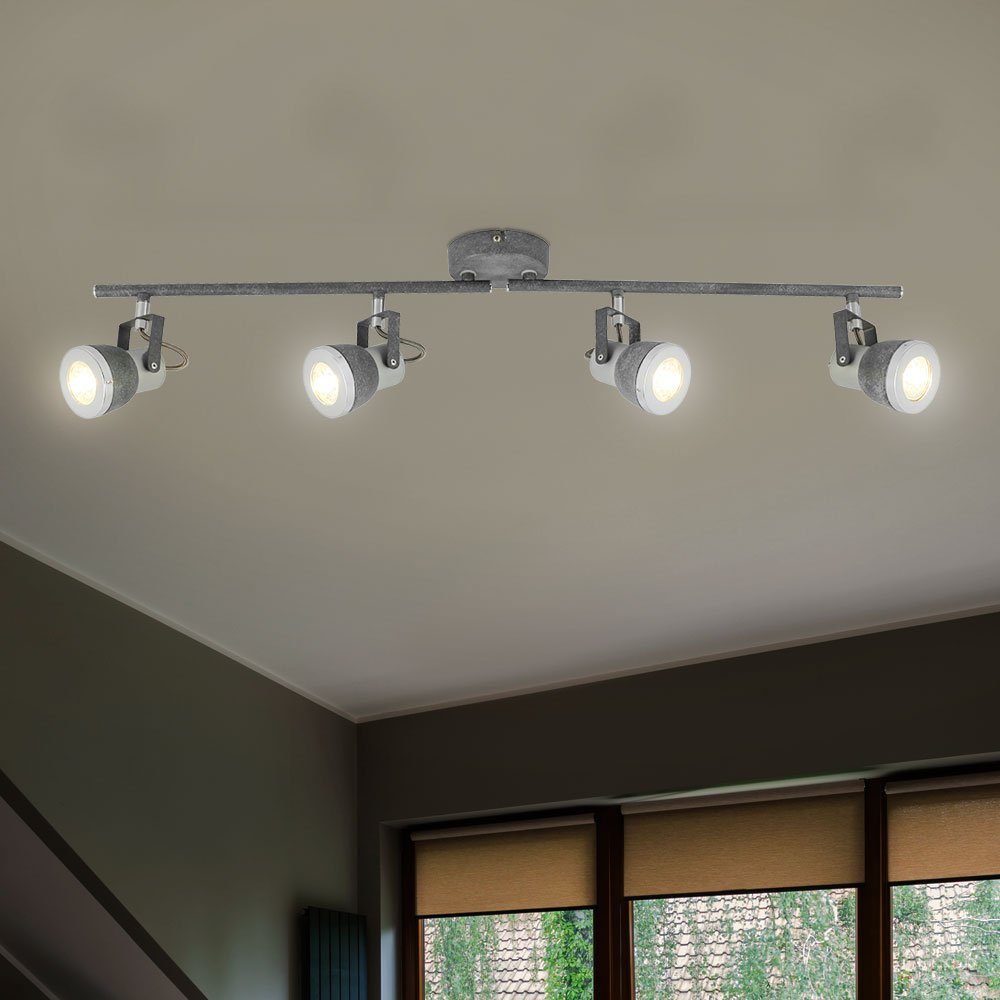 etc-shop Leuchtmittel Flammig grau LED Deckenstrahler schwenkbar 4 Deckenlampe Deckenleuchte, inklusive, Warmweiß,