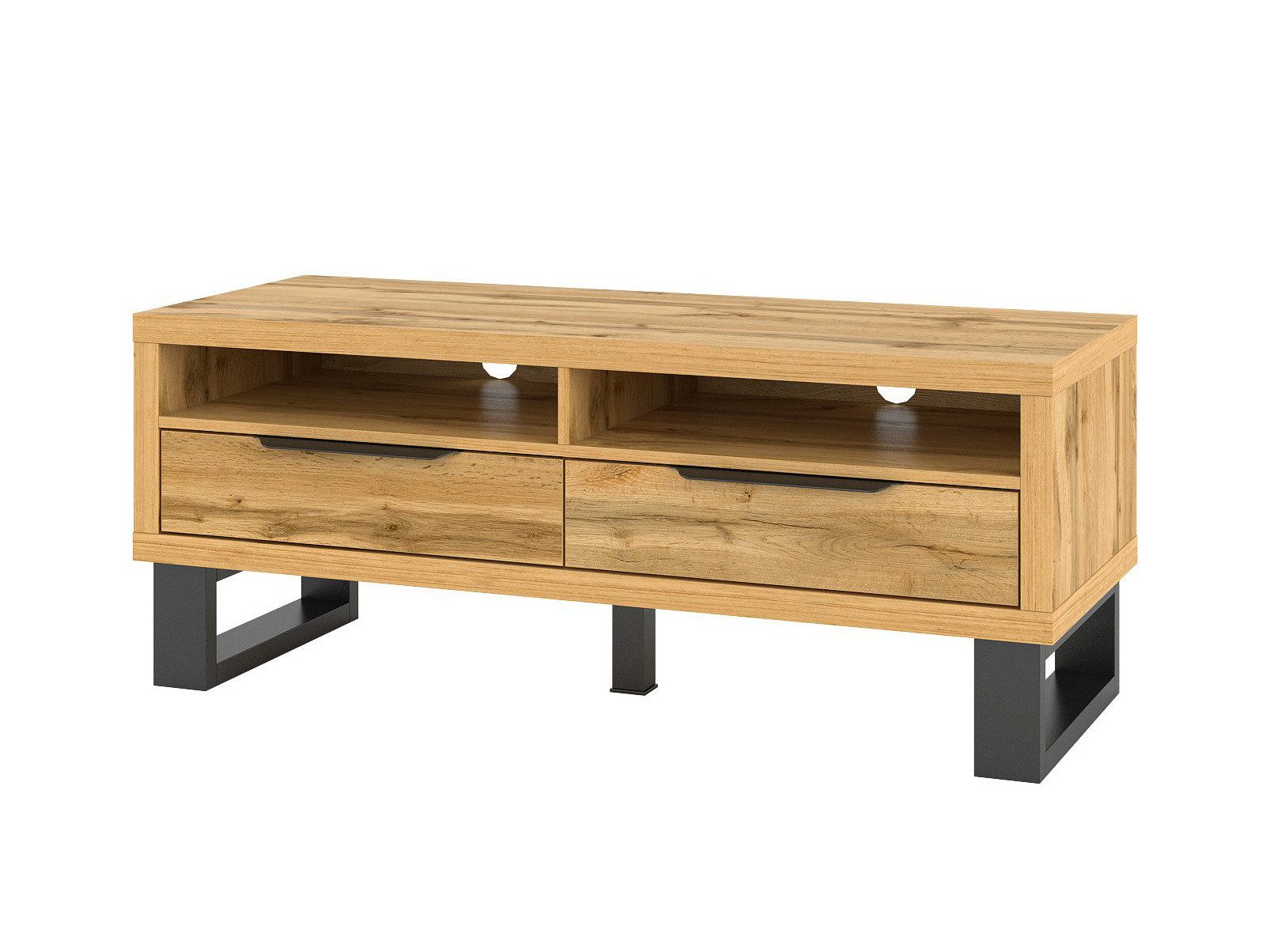 Beautysofa TV-Schrank HALLE mit Metallfüße, Zwei geräumige Schubladen, Kabeldurchlässe