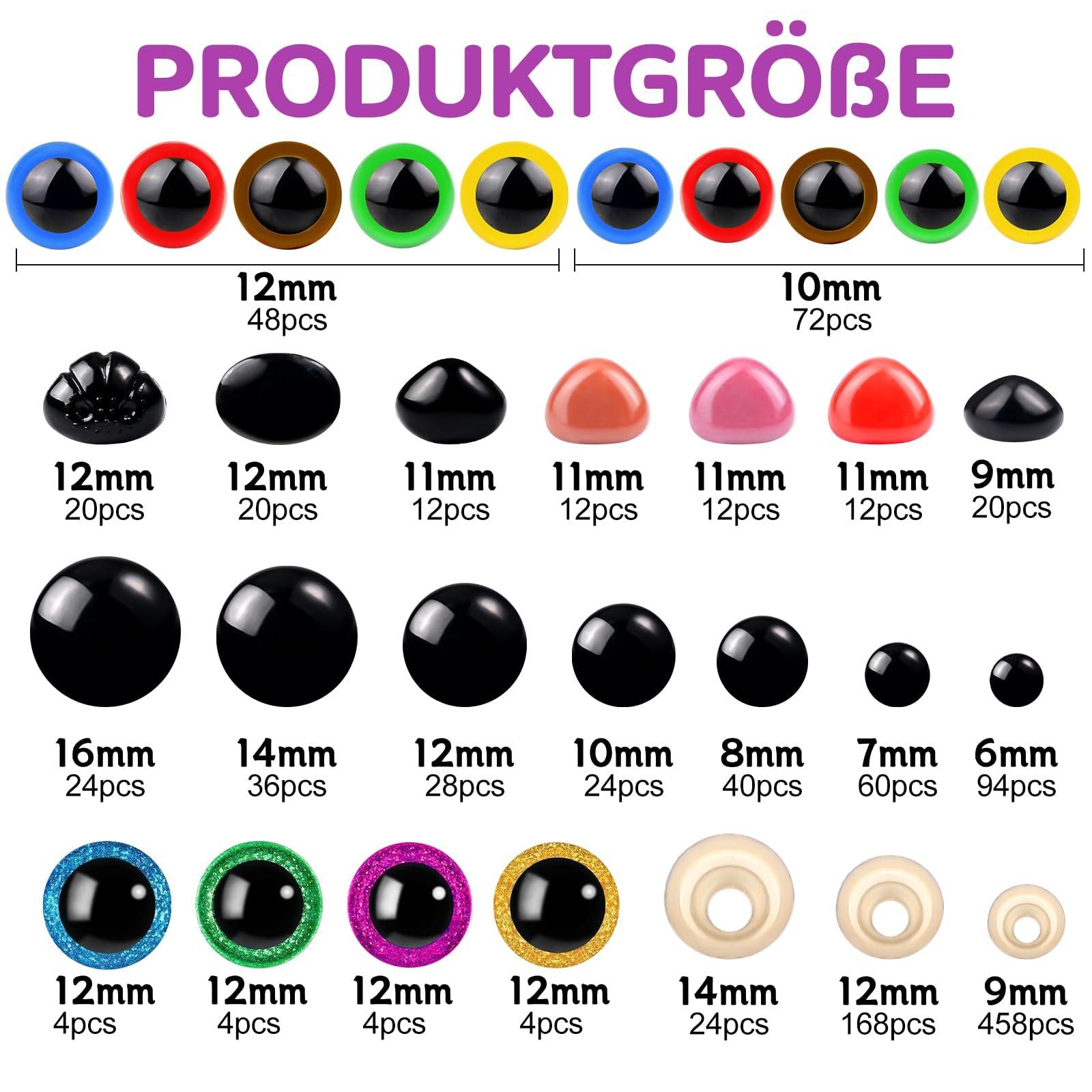 Coonoor Kuscheltier 1100 Stück Sicherheitsaugen und Nasen für Häkeltiere (B günstig online kaufen