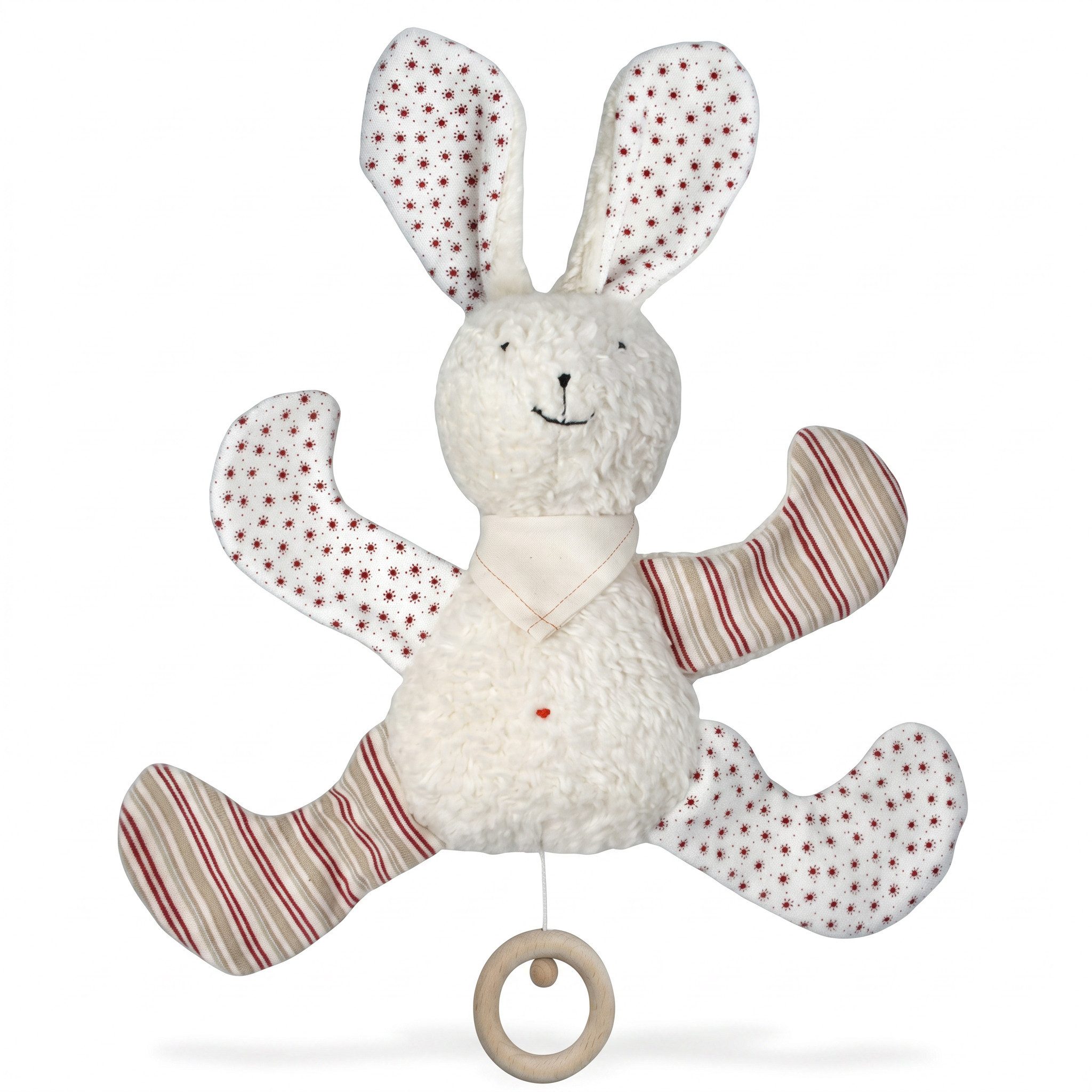 EFIE Spieluhr Hase aus Bio-Baumwolle mit Schafwollfüllung, ca. 23 cm