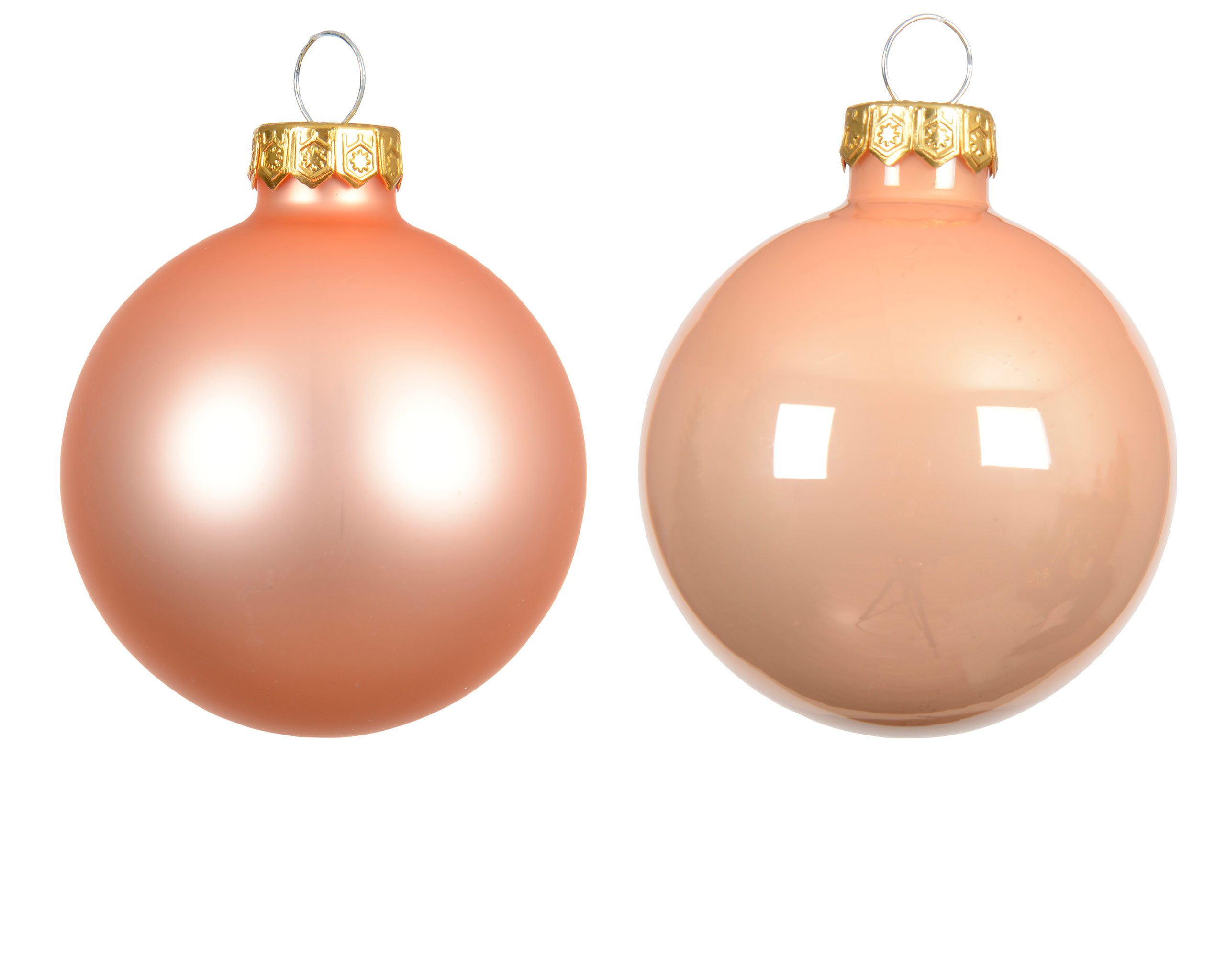 Kaemingk Weihnachtsbaumkugel, Weihnachtskugeln Glas 8cm 6 Stück - Pfirsich Perle