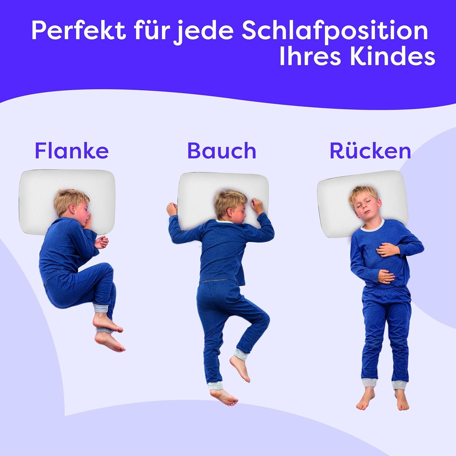 Wolkenfeld Babykissen Eron Kinderkissen, Weiches und Atmungsaktives Kinderkopfkissen - Natürliches Memory Foam
