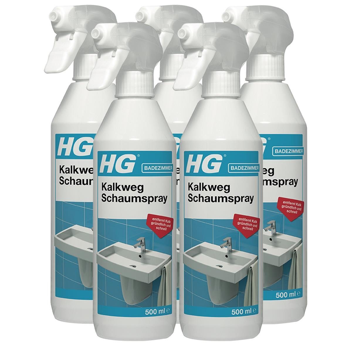 HG HG Kalkweg Schaumspray 500ml Entfernt Kalk gründlich (5er Pack