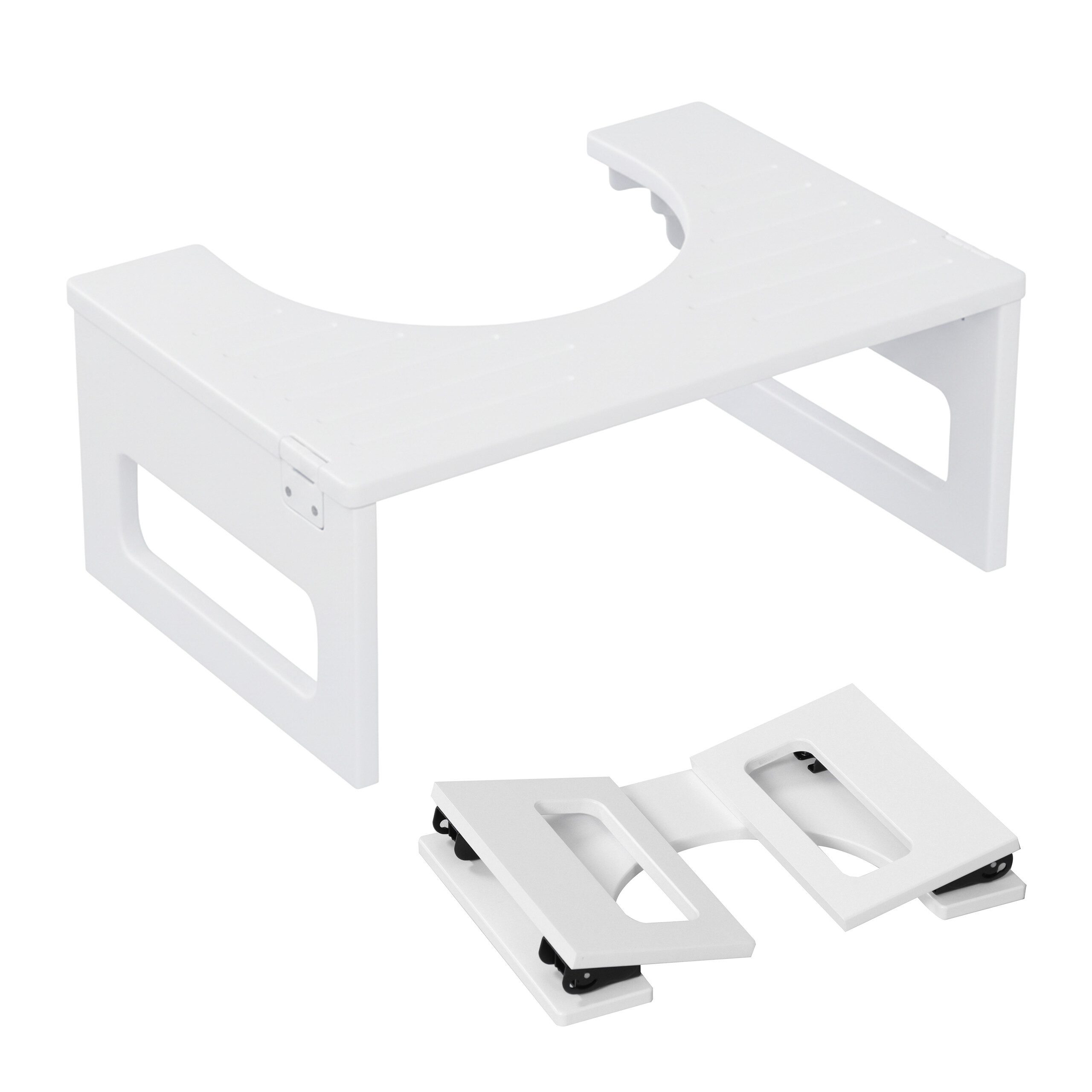 relaxdays Badhocker Klappbarer Toilettenhocker aus Bambus, weiß