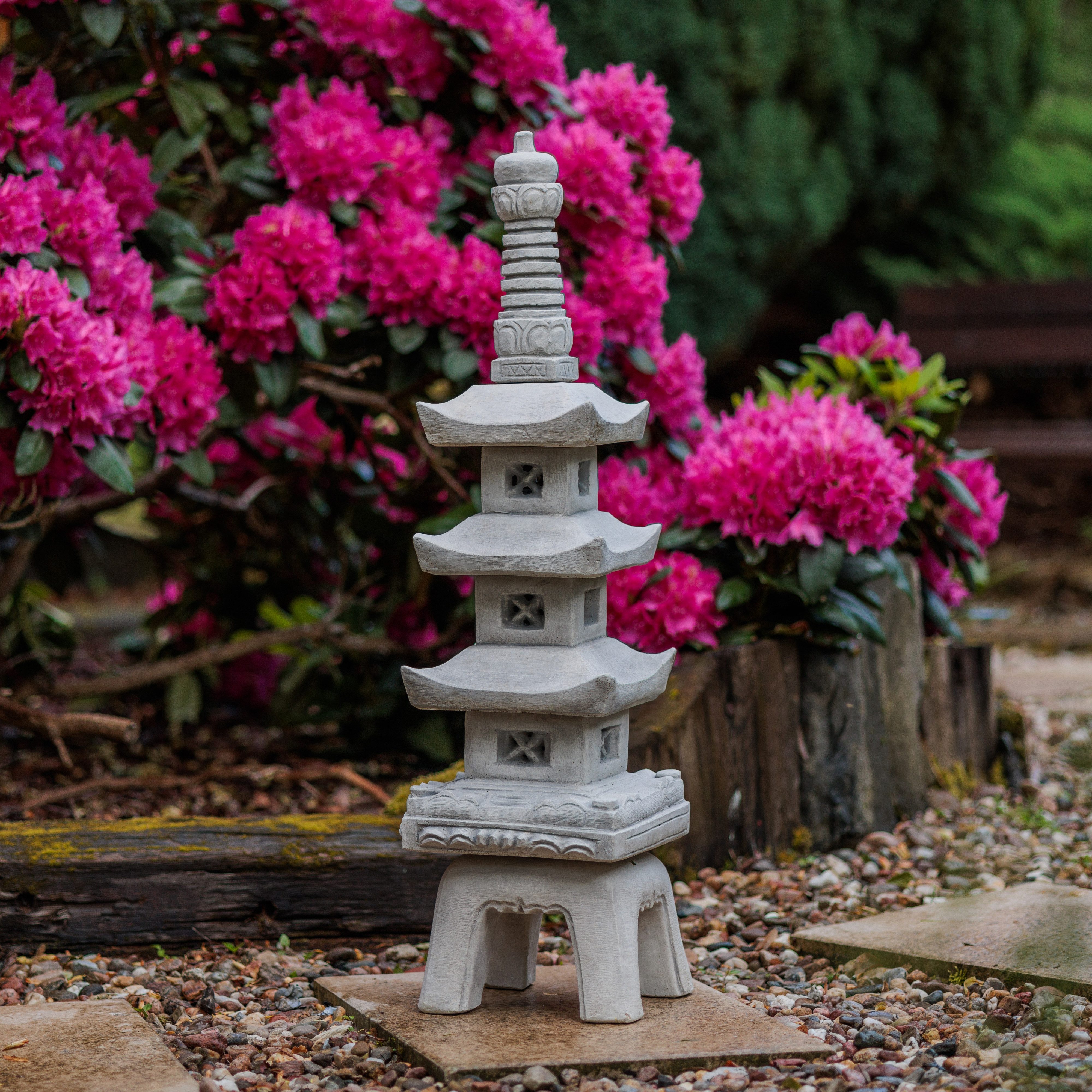 gartendekoparadies.de Gartenfigur Japanische Steinpagode Steinlaterne, H. 92 cm, 38 kg, Frostsicher