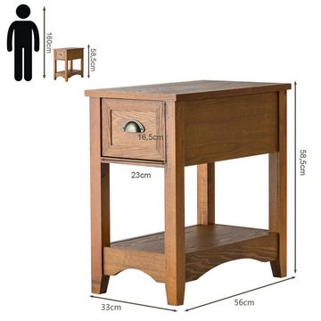 COSTWAY Beistelltisch (1-St), mit Schublade & Ablage, schmal, 56x33x58,5cm