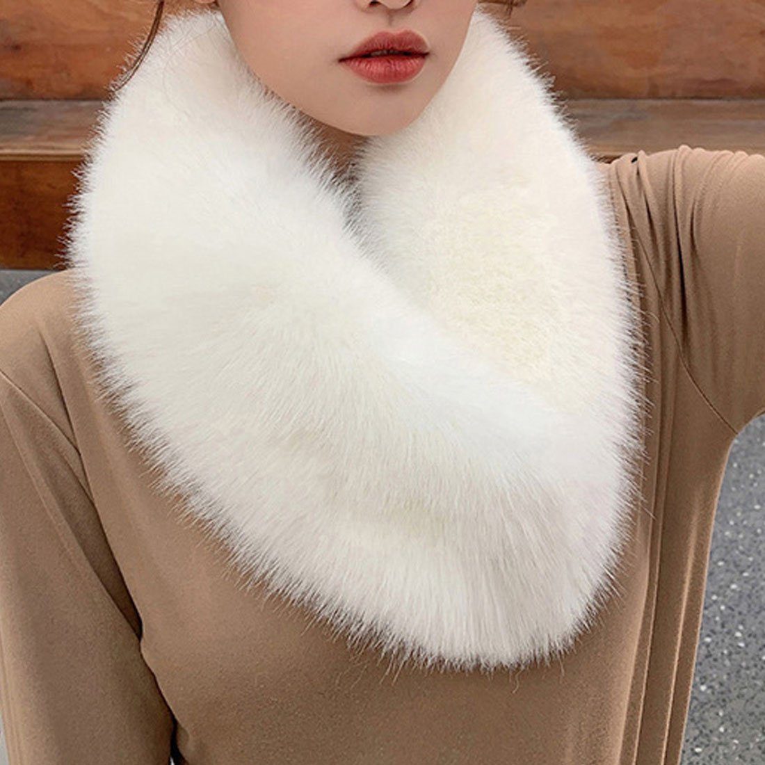 Schal. warmen Damen Mode DÖRÖY Nachahmung Weiß Kunstpelz verdickt Modeschal Pelz Schal,