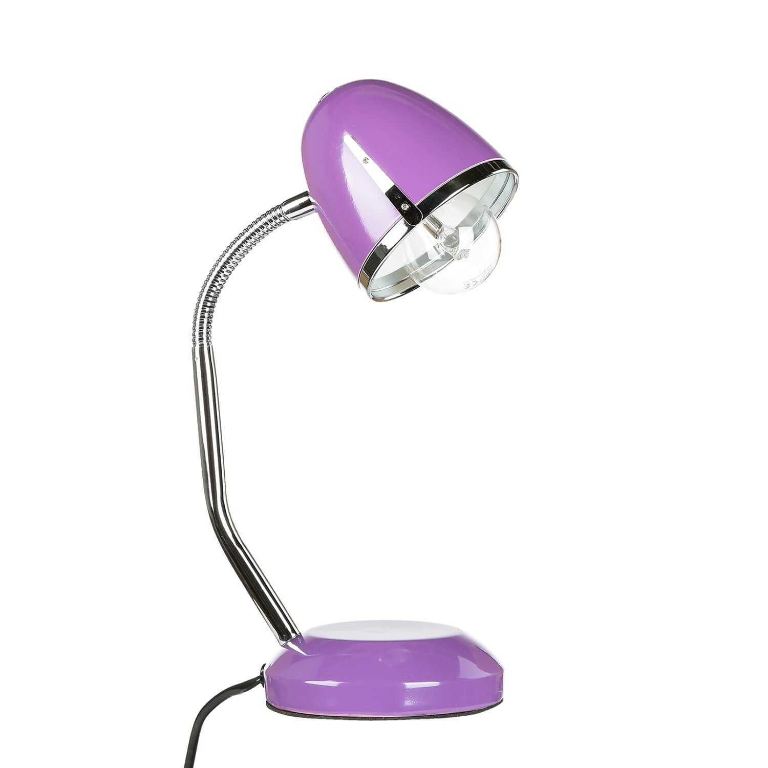 POCATELLO, ohne Licht-Erlebnisse Metall Tischleuchte Schreibtischlampe Design Leuchtmittel, 36 cm Lila flexibel Retro