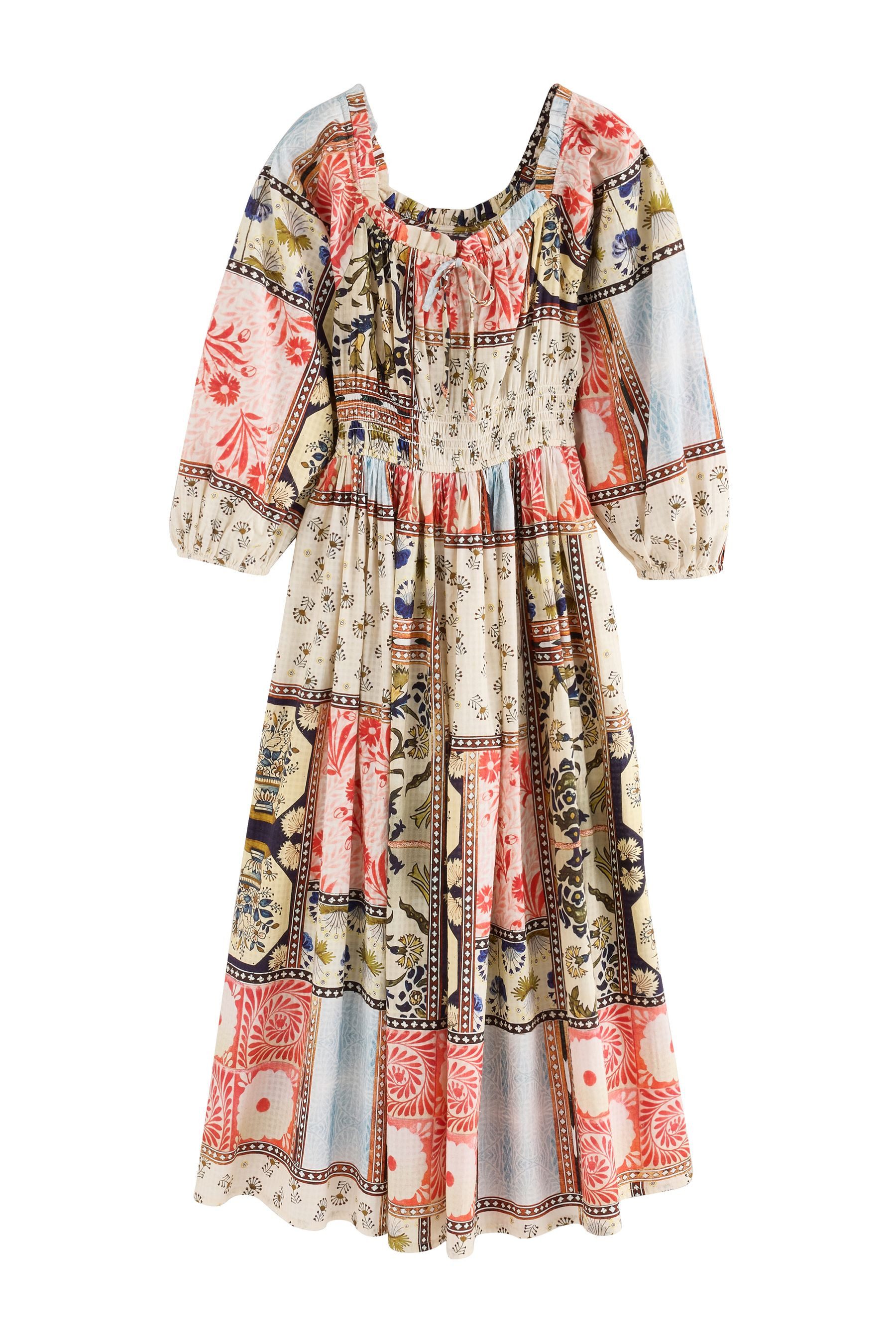 Next Midikleid Langärmeliges Midikleid mit Schleife (1-tlg)
