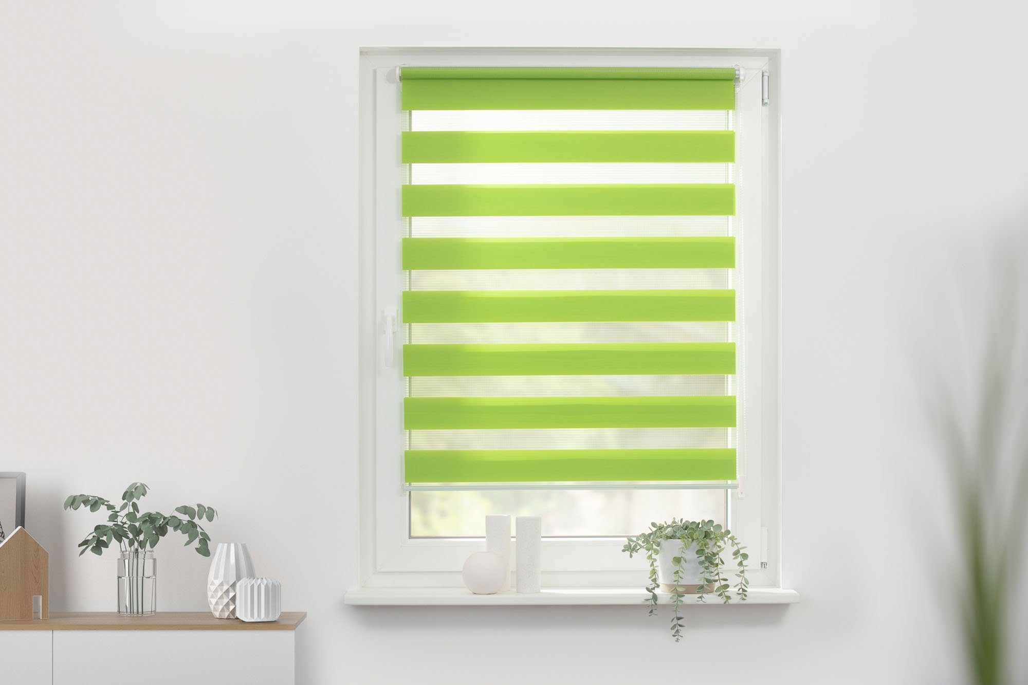 Doppelrollo Duo Rollo Klemmfix, LICHTBLICK ORIGINAL, Lichtschutz, ohne Bohren, freihängend, Klemmfix, Seitenzugrollo, Montage mit beiliegendem, verstellbarem Klemmträger