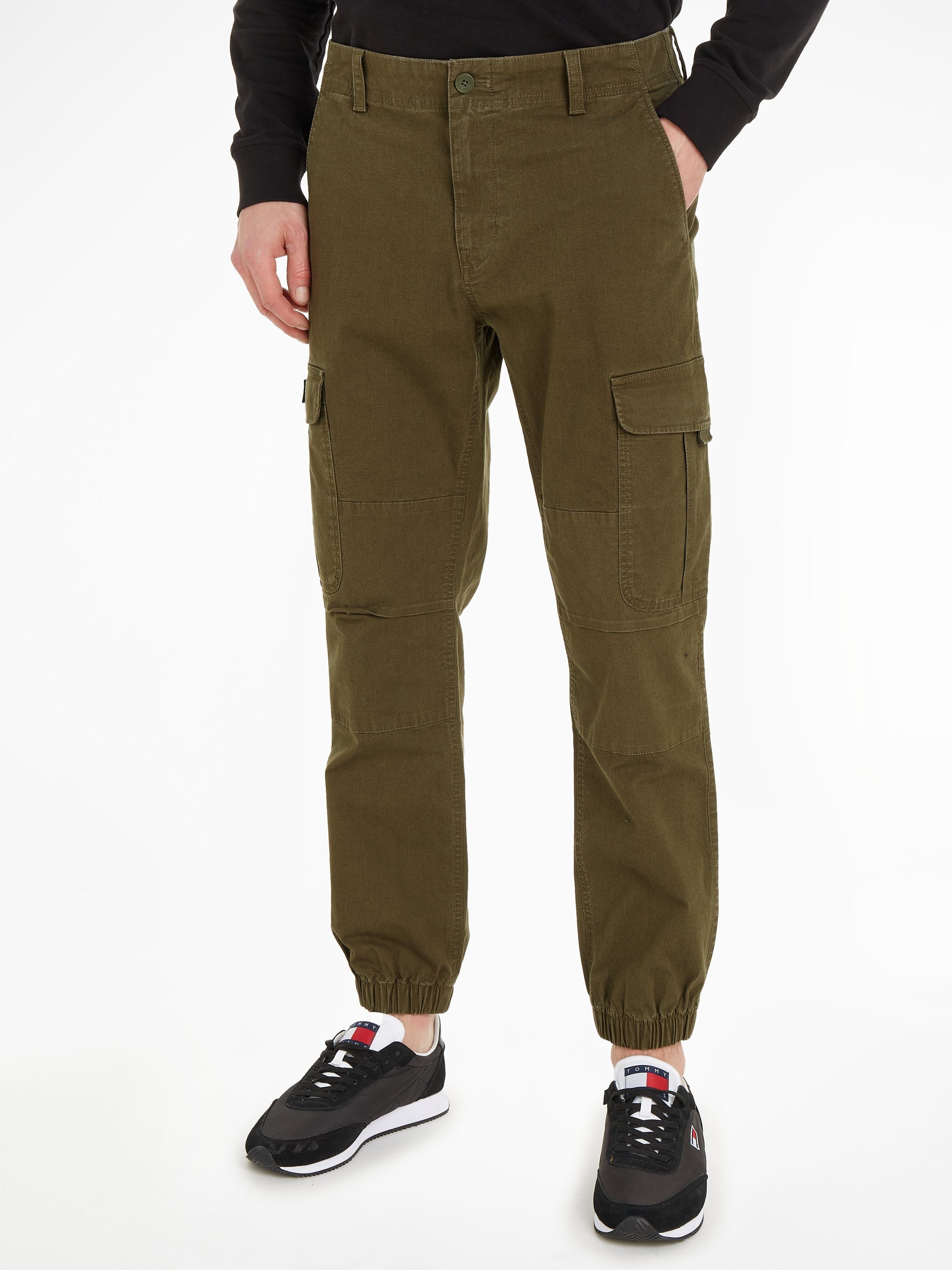 CARGO Olive ETHAN Cargohose Bündchen Tommy TJM Green Drab mit Jeans