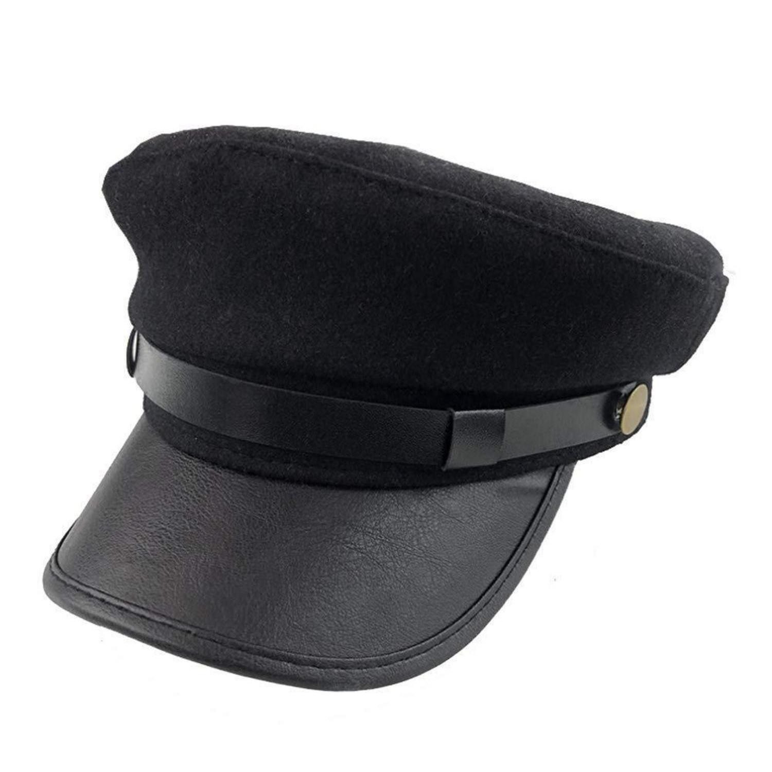 Schirmmütze Schirmmütze Unisex Baumwolle PU-Lederkrempe schwarz 56-58 cm