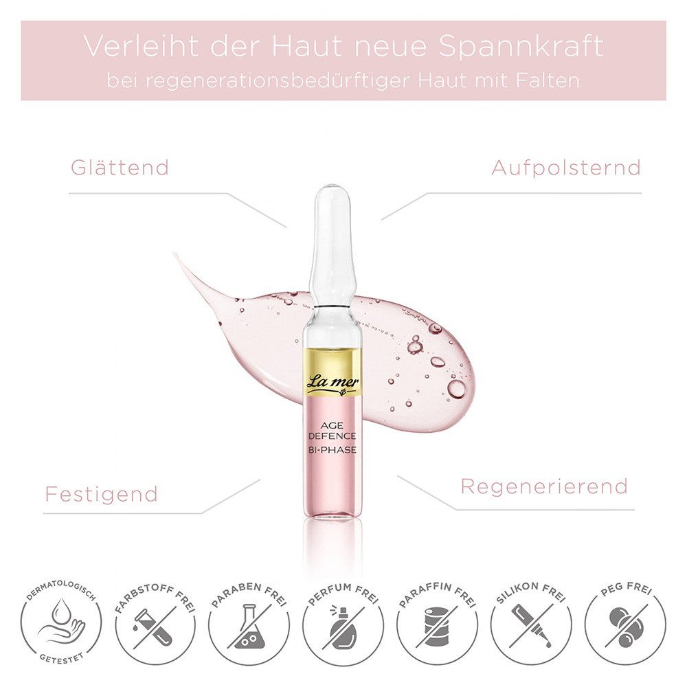 La mer Gesichtspflege Age Defence Ampulle – festigende Anti-Aging Ampulle Straffende Wirkstoffampulle mit glättenden Peptiden & Hyaluronsäure, reduziert Mimikfältchen und verleiht der Haut neue Spannkraft