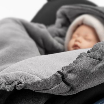 Zamboo Fußsack Grau, Baby Winter Einschlagdecke für Babyschale und Kinderwagen Babywanne