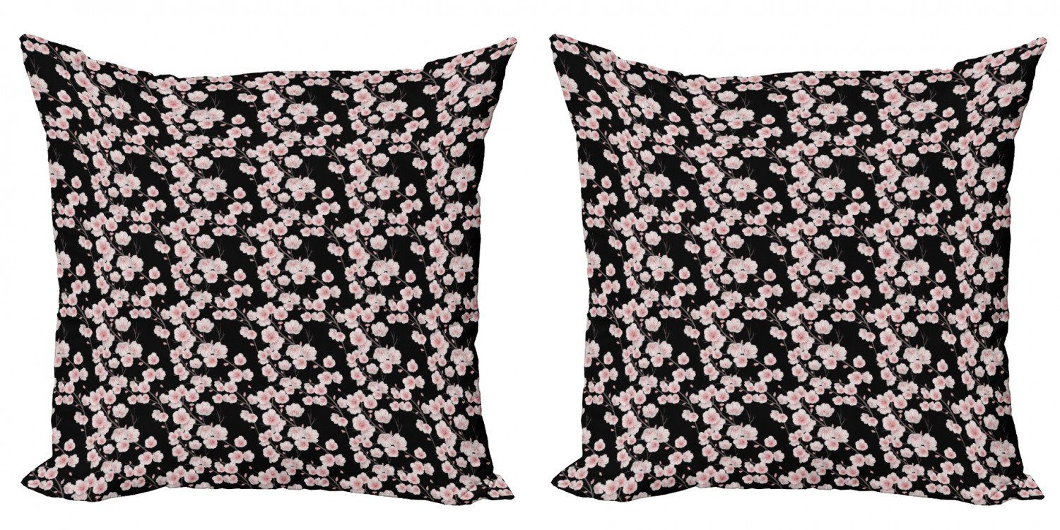 Accent Modern Kirschblüte (2 Digitaldruck, Kissenbezüge Rustic Doppelseitiger natürlicher Stück), Abakuhaus