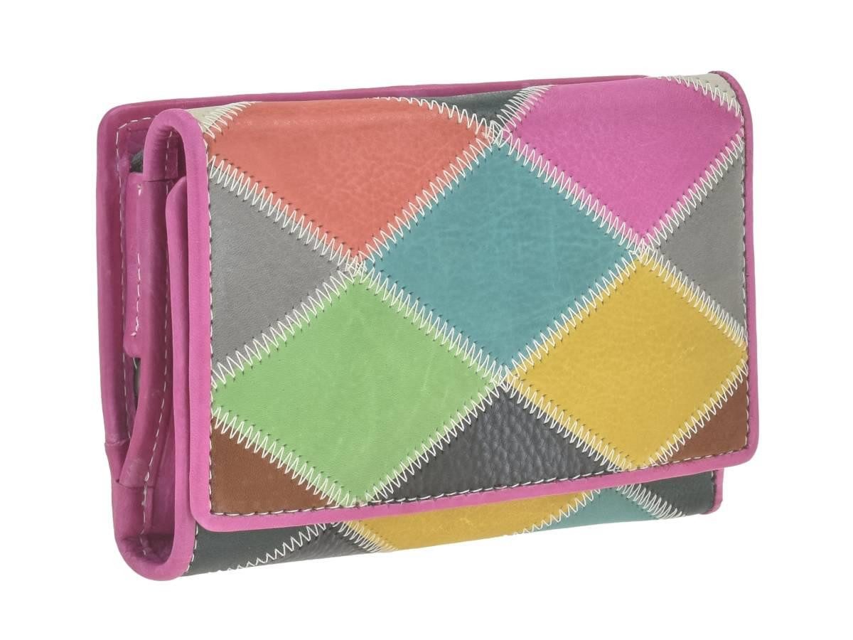 Greenburry Geldbörse "Candy Shop" Portemonnaie Leder bunt 14x9cm, mit 11 Kartenfächern und Reißverschluss-Münzfach
