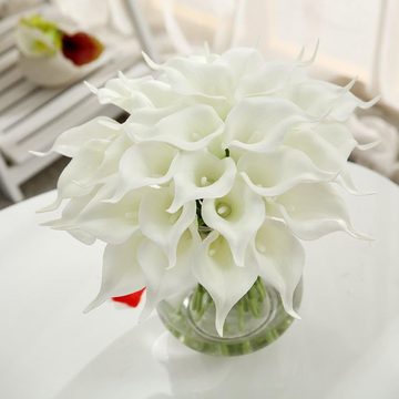 Kunstblume Künstliche Calla Lily 20 Stück Kunstblumen Calla Blumensträuße, Weiß, Lubgitsr
