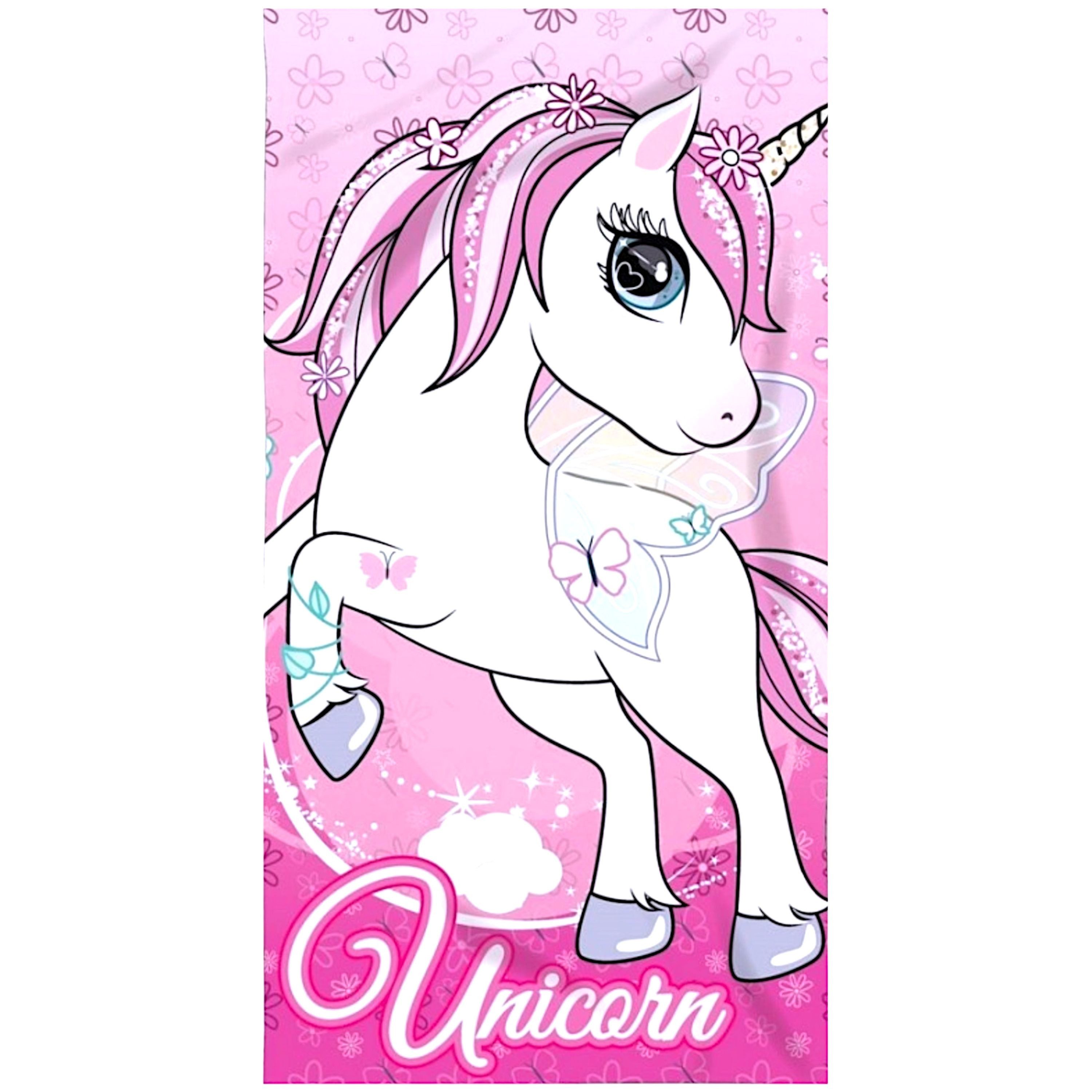 Mister License Company Badetuch Einhorn, Mikrofaser, Mädchen Strandtuch 70 x 140 cm