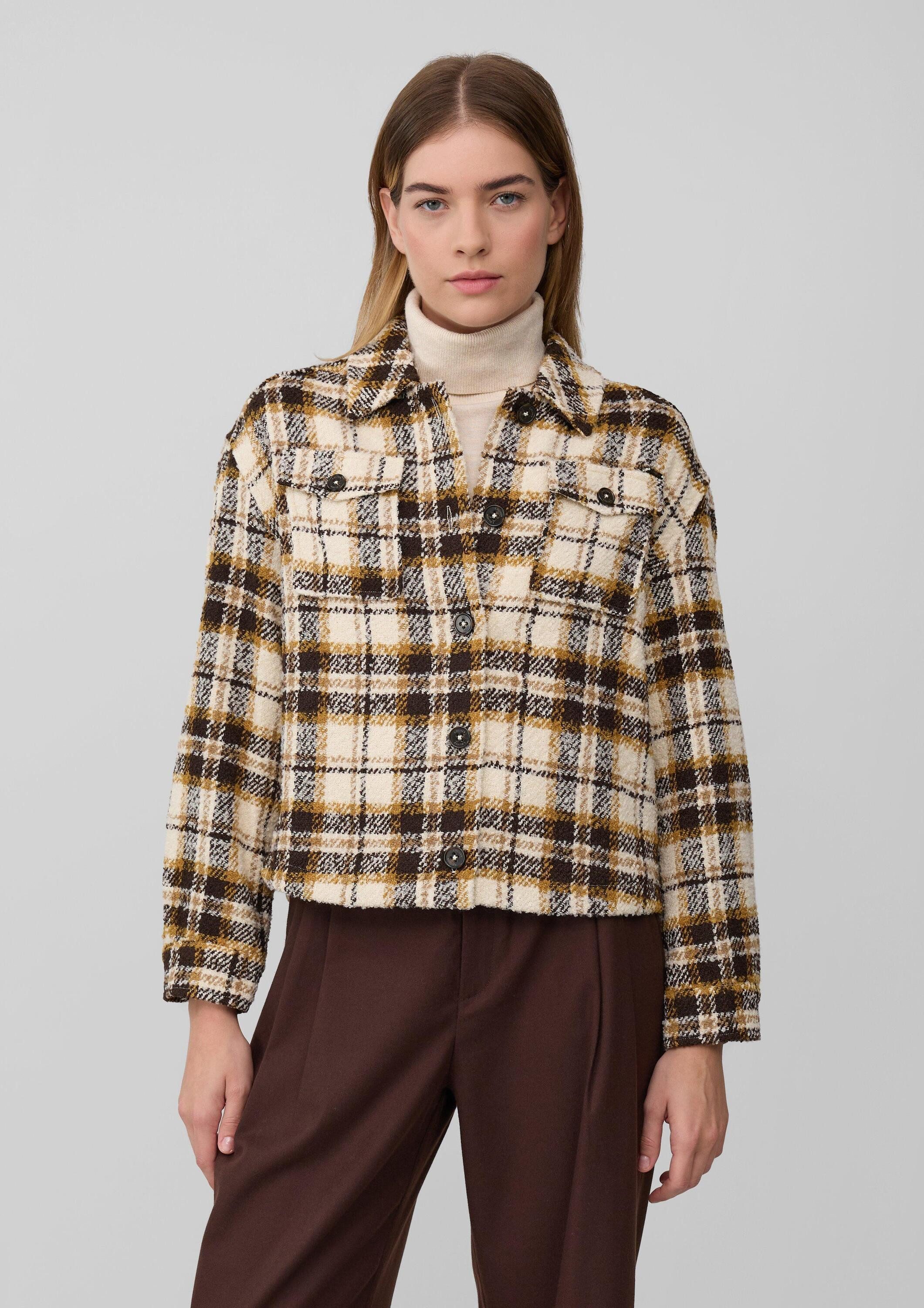 s.Oliver Funktionsjacke Indoor-Jacke Verkürzte Karo-Jacke aus Bouclé günstig online kaufen