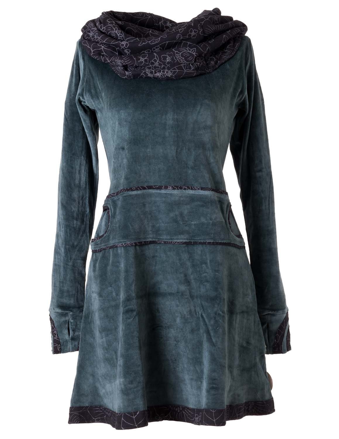 Vishes Midikleid Samtkleid warm mit großem günstig online kaufen