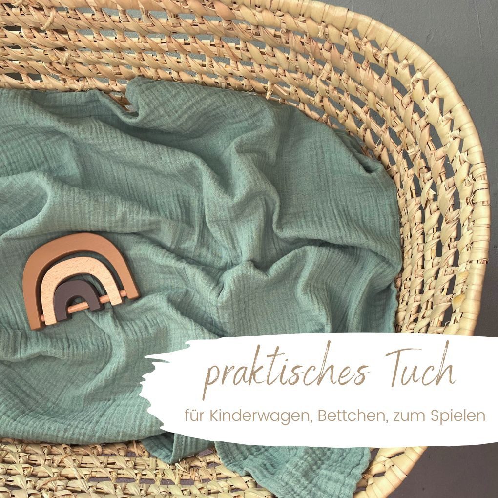 Babydecke Mulltücher 3er-SET gekreppt, Spucktuch 64x64 100% GOTS BIO-Baumwolle, DIKOS, PREMIUM Qualität atmungsaktiv, nachhaltig, plastikfrei, kuschelweich