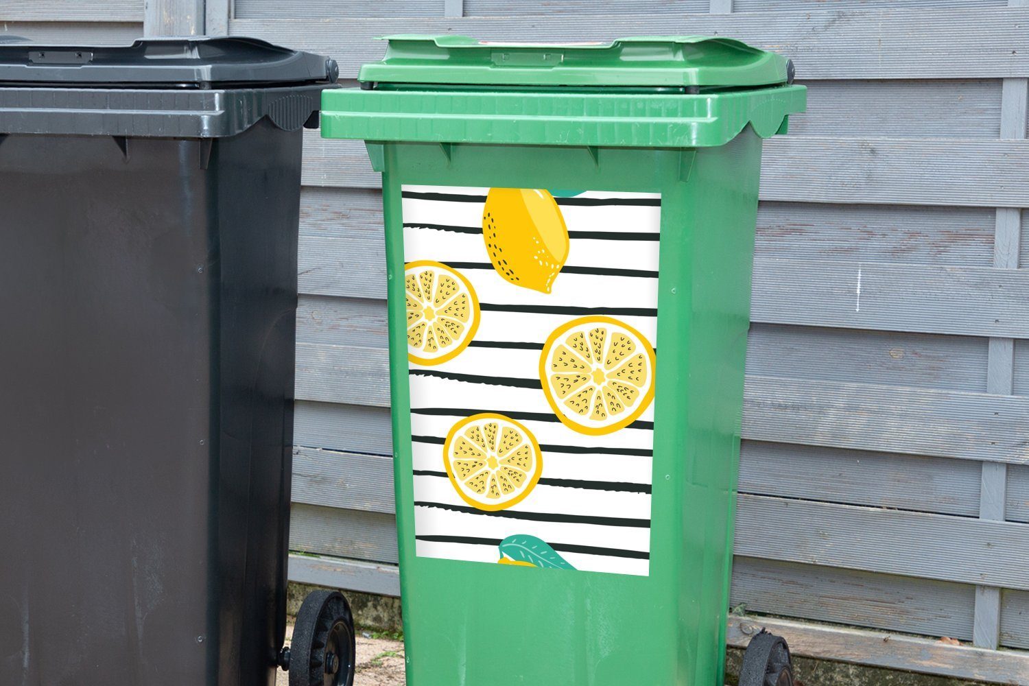 Mülleimer-aufkleber, Wandsticker Sticker, St), (1 - - Container, Pastell Abfalbehälter MuchoWow Mülltonne, Zitronen Sommer