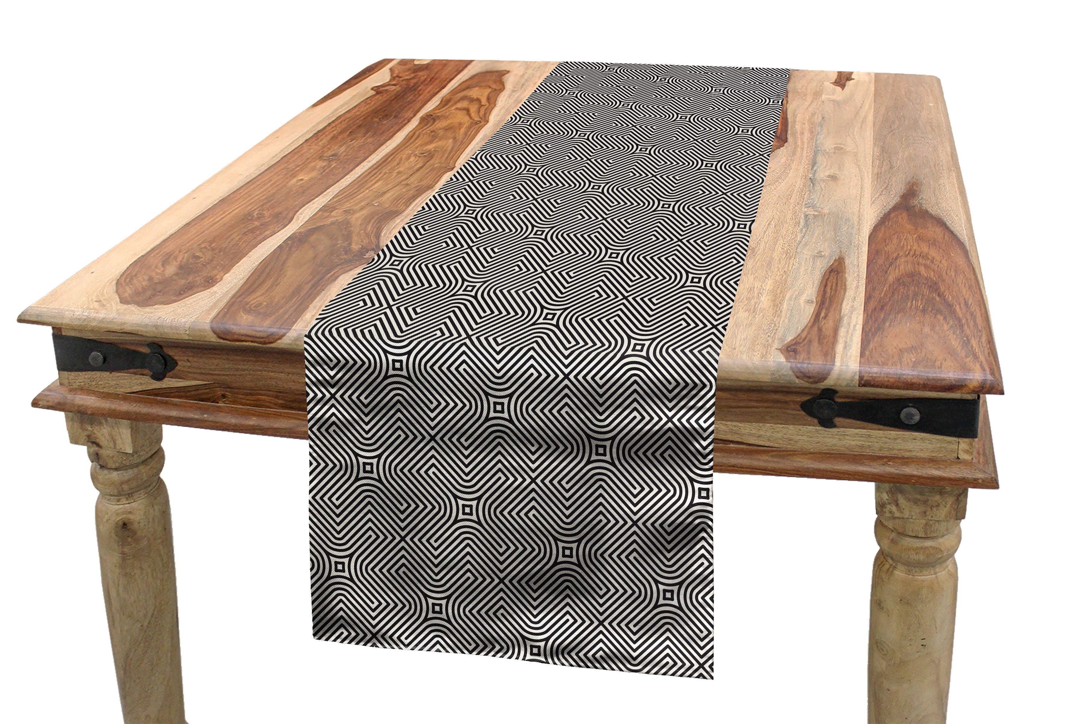 Optische Dekorativer Esszimmer Tischläufer Modern Abakuhaus Striped Elemente Rechteckiger Küche Tischläufer,