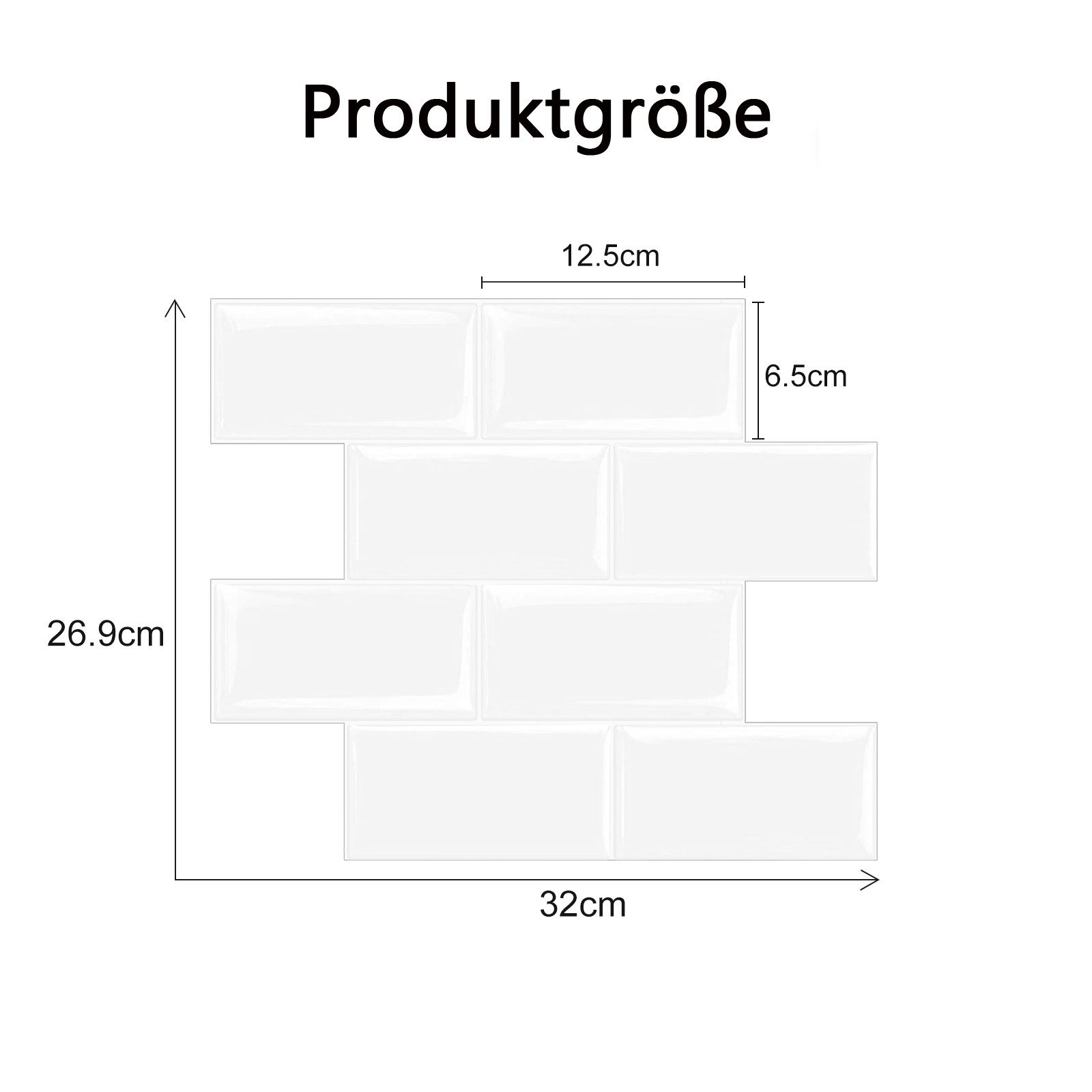 Agger Küchenrückwand Selbstklebende Metro-Fliesen, Klebefliesen als Spritzschutz, (10-tlg), für Küche & Bad (10er-Pack, 32x27 cm, extra starke Ausführung) – Bild 2 von 5