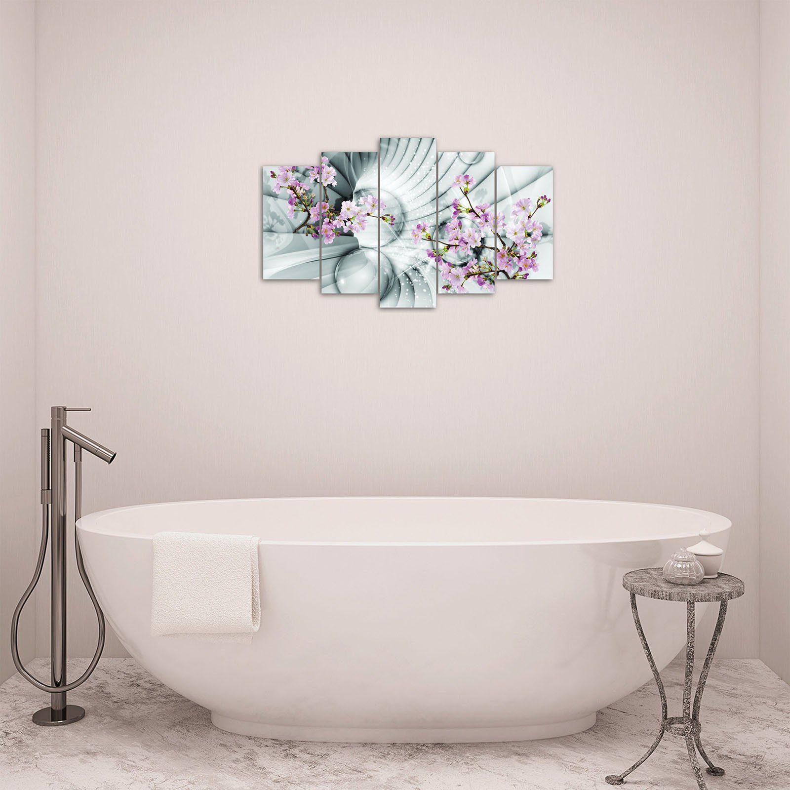 Wallarena Leinwandbild Blumen Tunnel Abstrakt Wohnzimmer Schlafzimmer Wandbild Modern, 3D Effekt (Set 5 teilig, 5 St), Wandbilder Leinwandbilder Leinwand Bilder Bild Groß Aufhängefertig