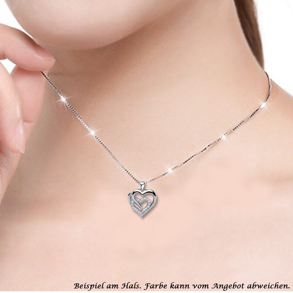 Limana Schmuckset Silber 925 God Rosegold Herz Kette Halskette mit Ohrringe Ohrstecker (inkl. Geschenkdose Echtschmuck Herzkette Herzohrringe), Liebesgeschenk Liebe Geschenk Set für Sie Frauen Damen Freundin Mutter