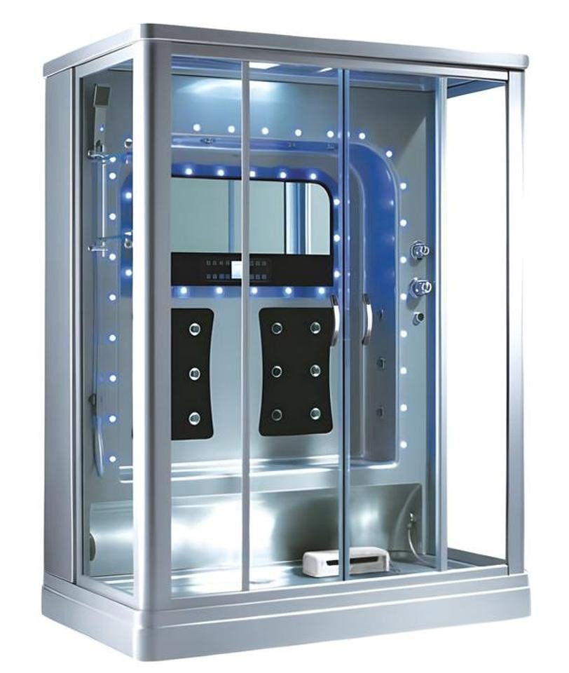 JVmoebel Dampfdusche Massageduschkabine aus Glas und Aluminium mit Massagefunktion, BxT: 100x160 cm, 1-tlg., Made in Europe