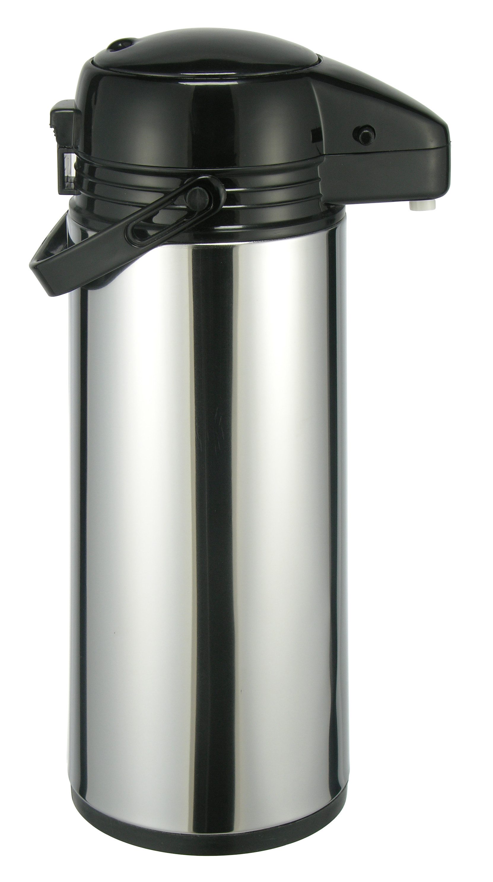 Haushalt International Pump-Isolierkanne Edelstahl Airpot Thermokanne mit Pumpfunktion Getränkespender, 1.9 l, (doppelwandig isolierte Pumpkanne, für heiße oder kalte Getränke)