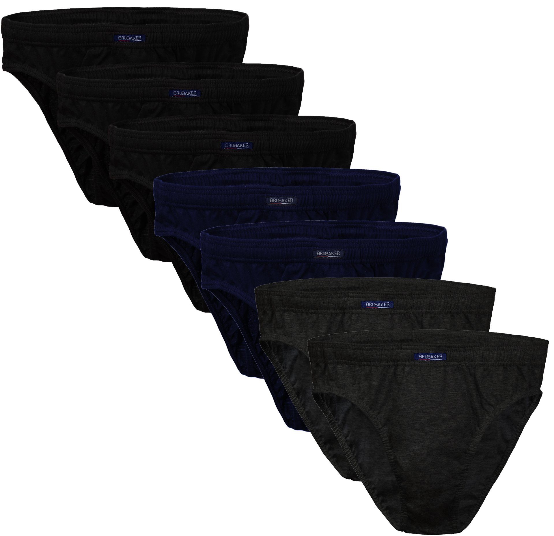 BRUBAKER Slip Herren Unterhose aus Baumwolle (Spar-Pack, 7-St., 7er-Pack) Großpackung Männer Unterwäsche, sehr bequeme Passform 3x Schwarz, 2x Anthrazit, 2x Dunkelblau