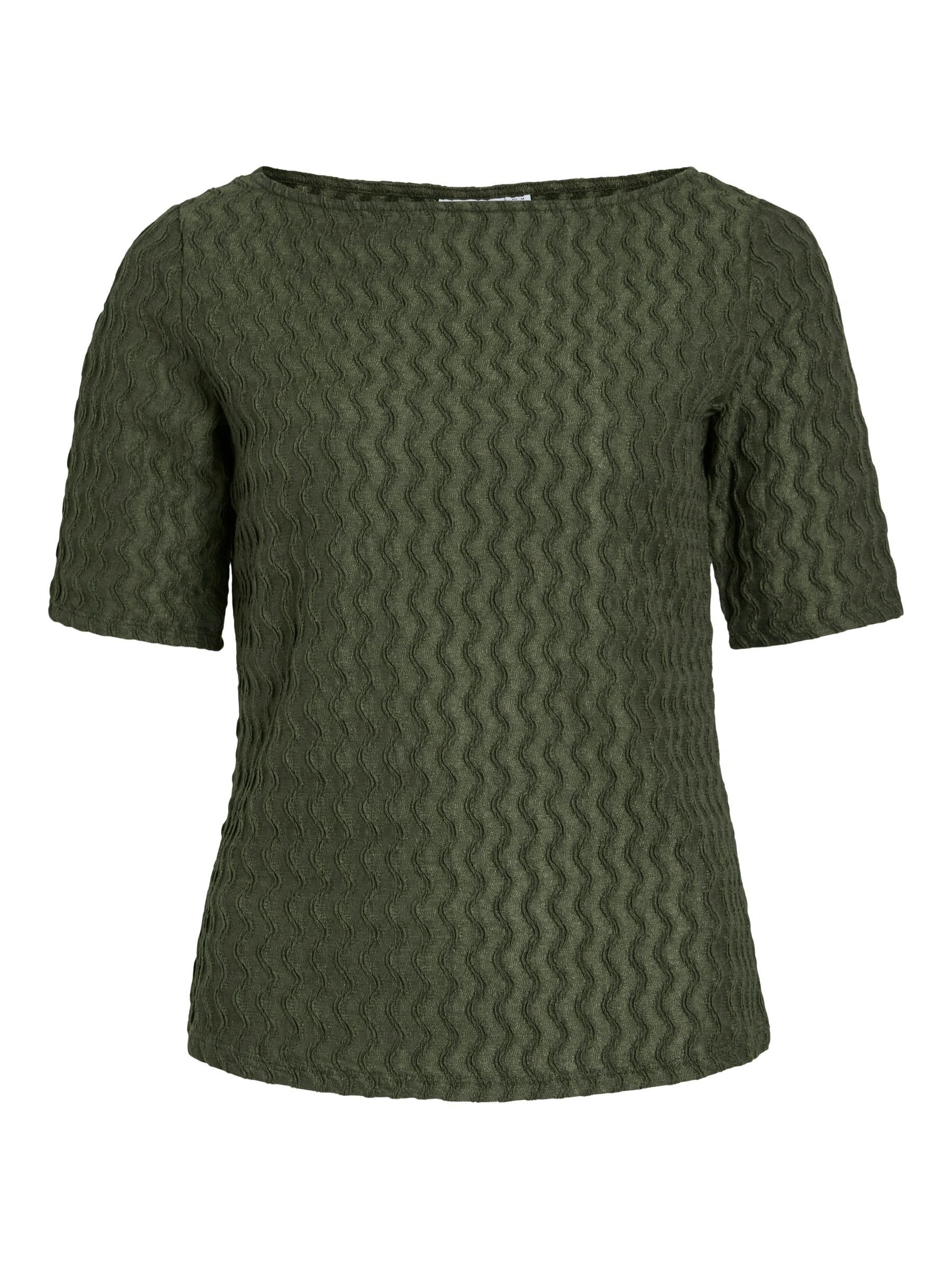 Vila Blusenshirt Kurzarm Struktur Design mit U-Boot Rundhals VIROMILA BOATN günstig online kaufen