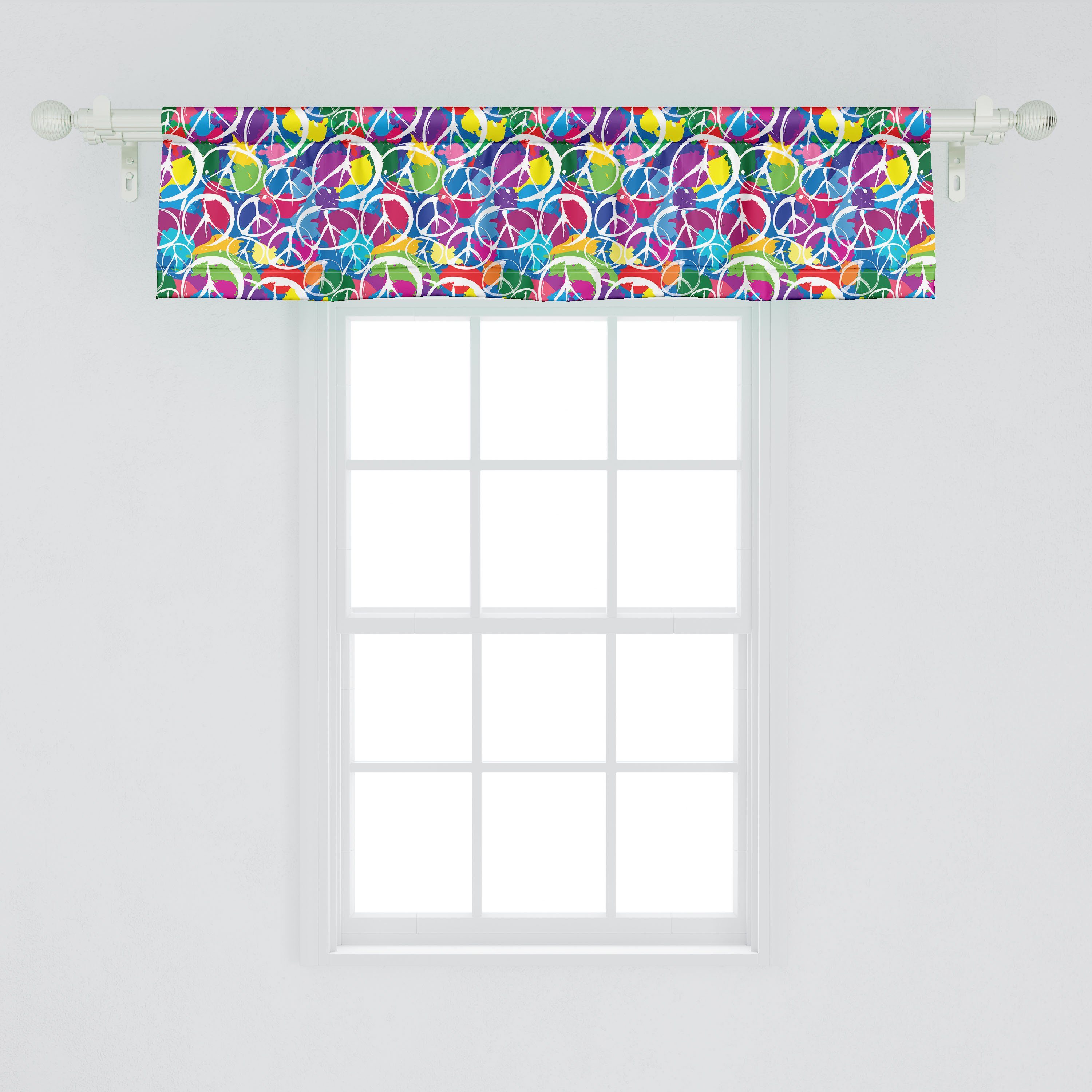 Scheibengardine Vorhang Volant Stangentasche, Abakuhaus, mit für Küche Thema Schlafzimmer Dekor Hippie Friedensaktivismus Microfaser